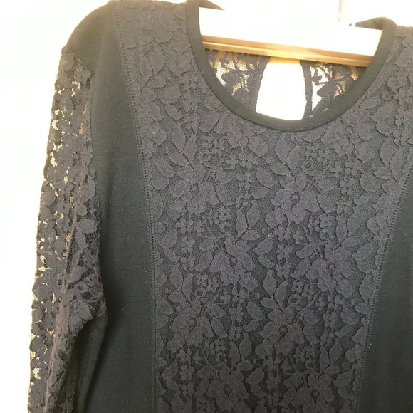 Black Malene Birger stretch wool and lace dress size Medium - Picture 4 of 6